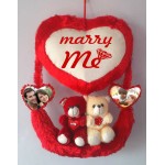 Personalized Red Couple Teddy Bear Hanging Heart Jhoola